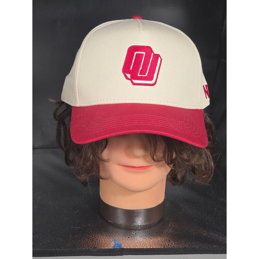 No Rivals Oklahoma Sooners Hat Snapback Cream Crimson OU Embroidered Strapback